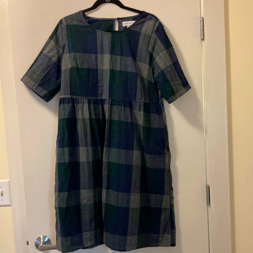 Piper & Scoot Sublime Check Midi Dress in Forest